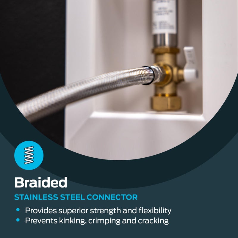 Eastman 5 Feet Flexible Ice Maker Connector, 1/4 Inch x 1/4 Inch Compression Connection, Braided Stainless Steel with Nickel-Plated Brass Nuts, 41033 - Image 4